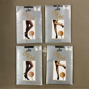 Lot of 4 Vintage Silks Leg Art Lycra Pantyhose Size A Varying Colors Style NOS
